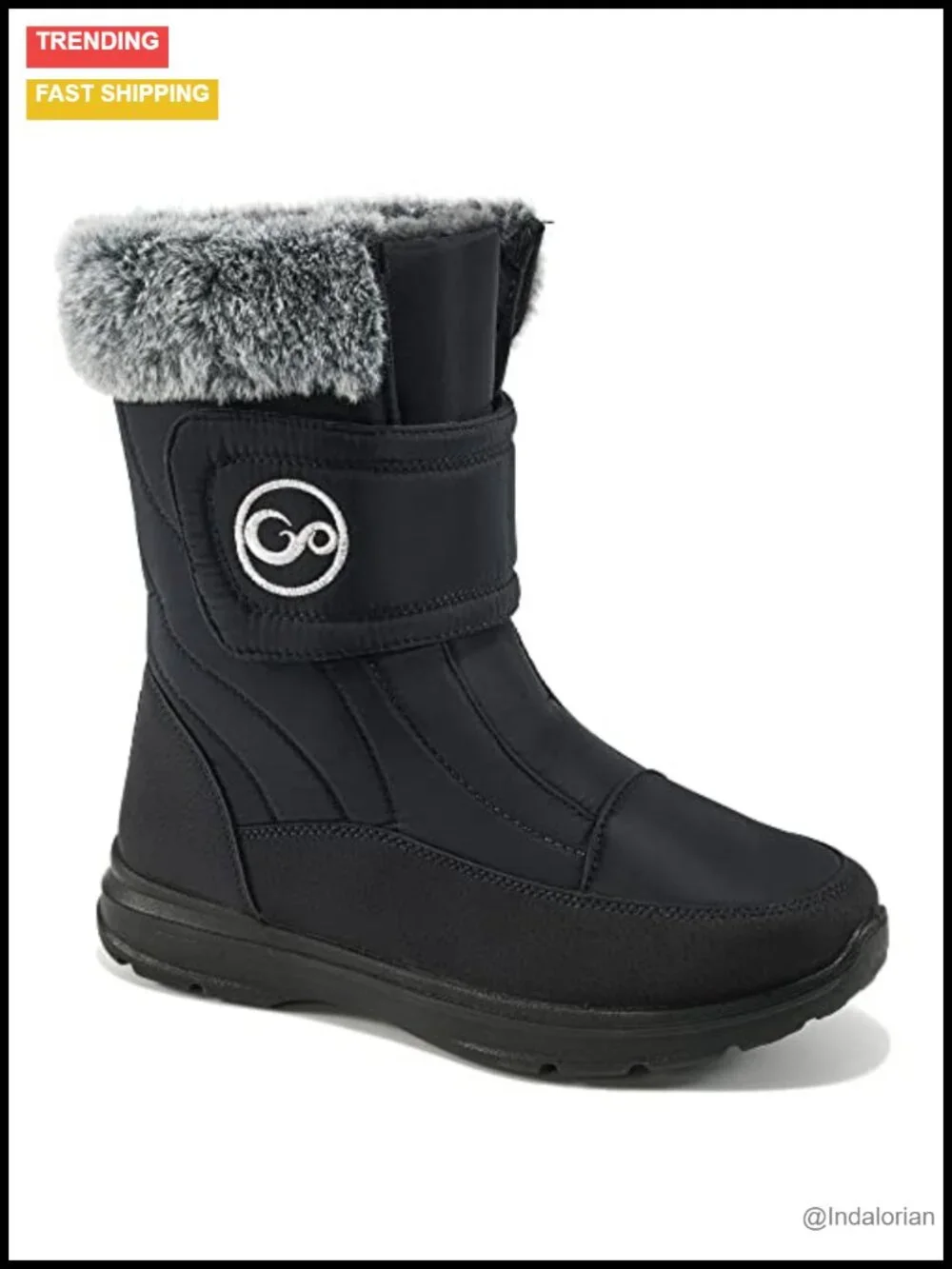 Warm Fur Lining Mid Calf Snow Boots with Waterproof Upper and Non-slip Sole